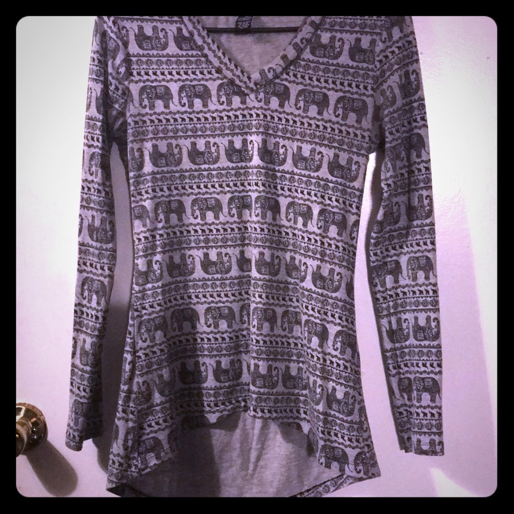 Black and grey elephant print shirt